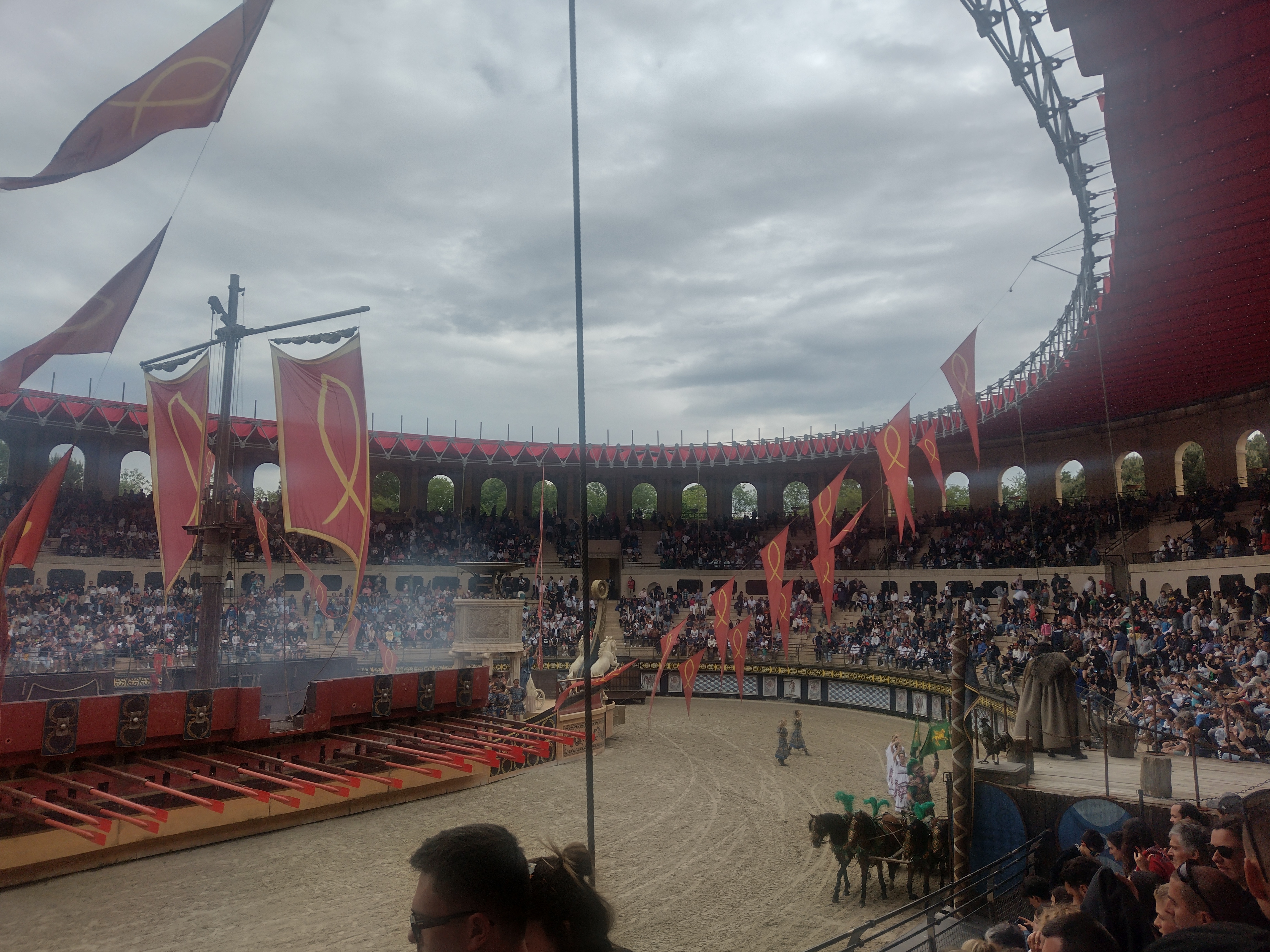 Puy du Fou night spectacle with lighting effects